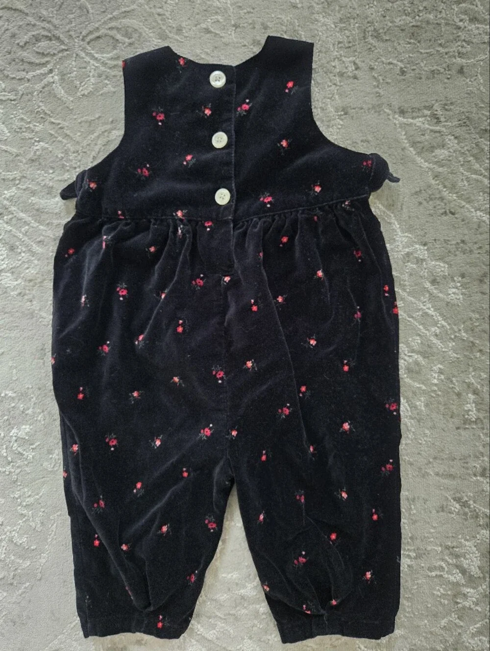 Vintage Y2k Baby Gap Black Velvet Floral Romper